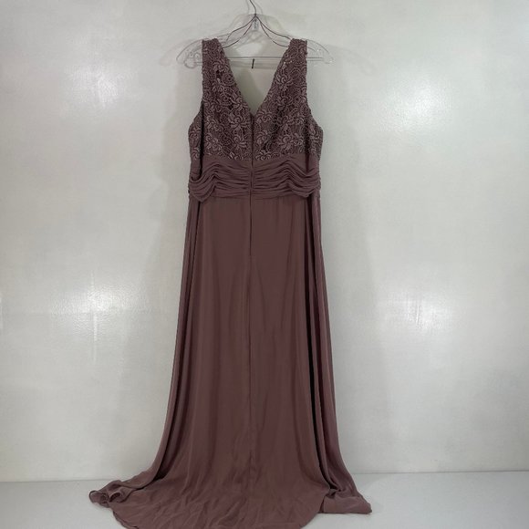 PATRA NWOT New Women's Plus Size 16 Evening Gown Mauve Pink w/ Lace Shell Long - Picture 7 of 16